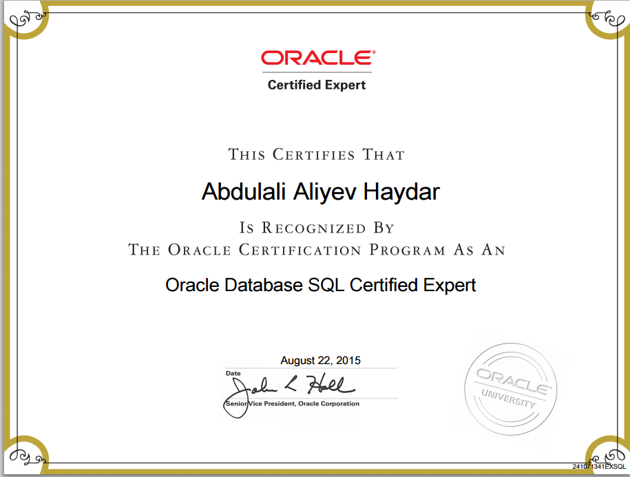 Oracle Certified SQL Expert